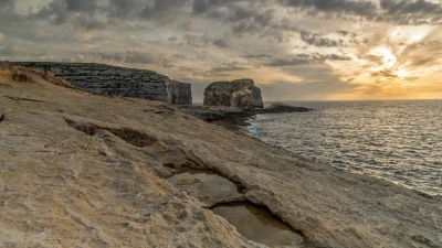Cliffs, rocks and sea along Malta's coastline