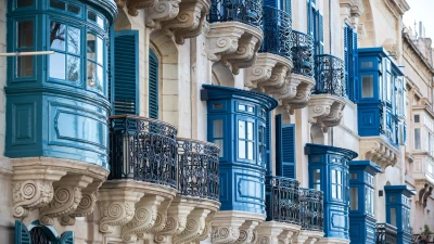 Colourful traditional Maltese balconies in Valletta