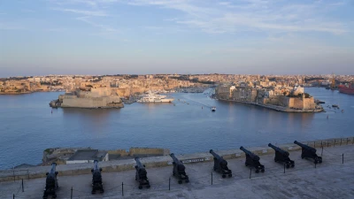 View from the Upper Barrakka Gardens across the harbour to Senglea and Vittoriosa