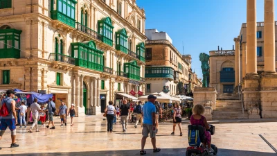 People walking along Republic Street, Valletta