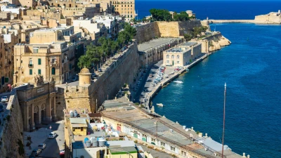 The Grand Harbour side of Valletta with Victoria Gate