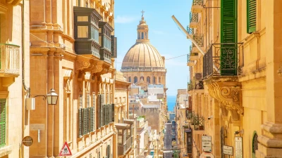 Valletta street leading to the Basilica of Our Lady of Mount Carmel