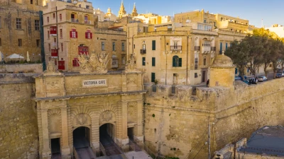 Victoria Gate and traditional houses in Valletta