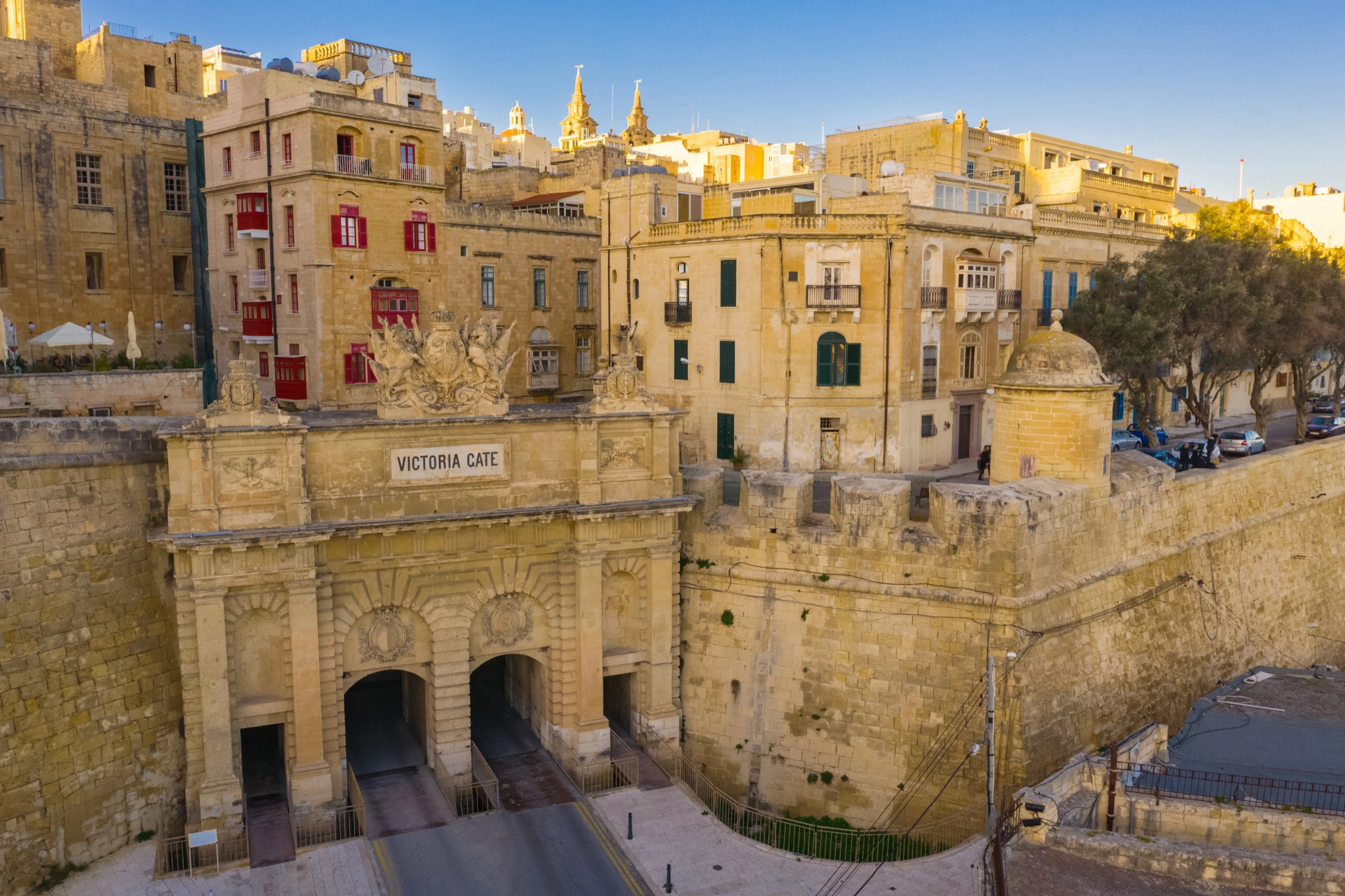 Victoria Gate and traditional houses in Valletta